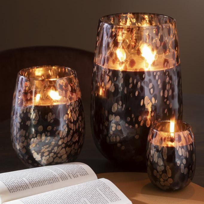 Geurkaars Mia Zwart/Mix Glas Small 90uur - Geurkaars - J-Line - livinglovely.nl