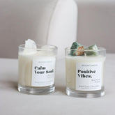 Geurkaars Positive Vibes met Edelstenen Incl Spotify Playlist - Geurkaars - De Scent - livinglovely.nl