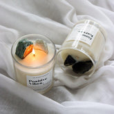 Geurkaars Positive Vibes met Edelstenen Incl Spotify Playlist - Geurkaars - De Scent - livinglovely.nl