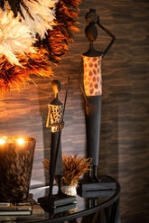 Geurkaars Sandalwood Zwart/Goud Medium-68u - Geurkaars - J-Line - livinglovely.nl