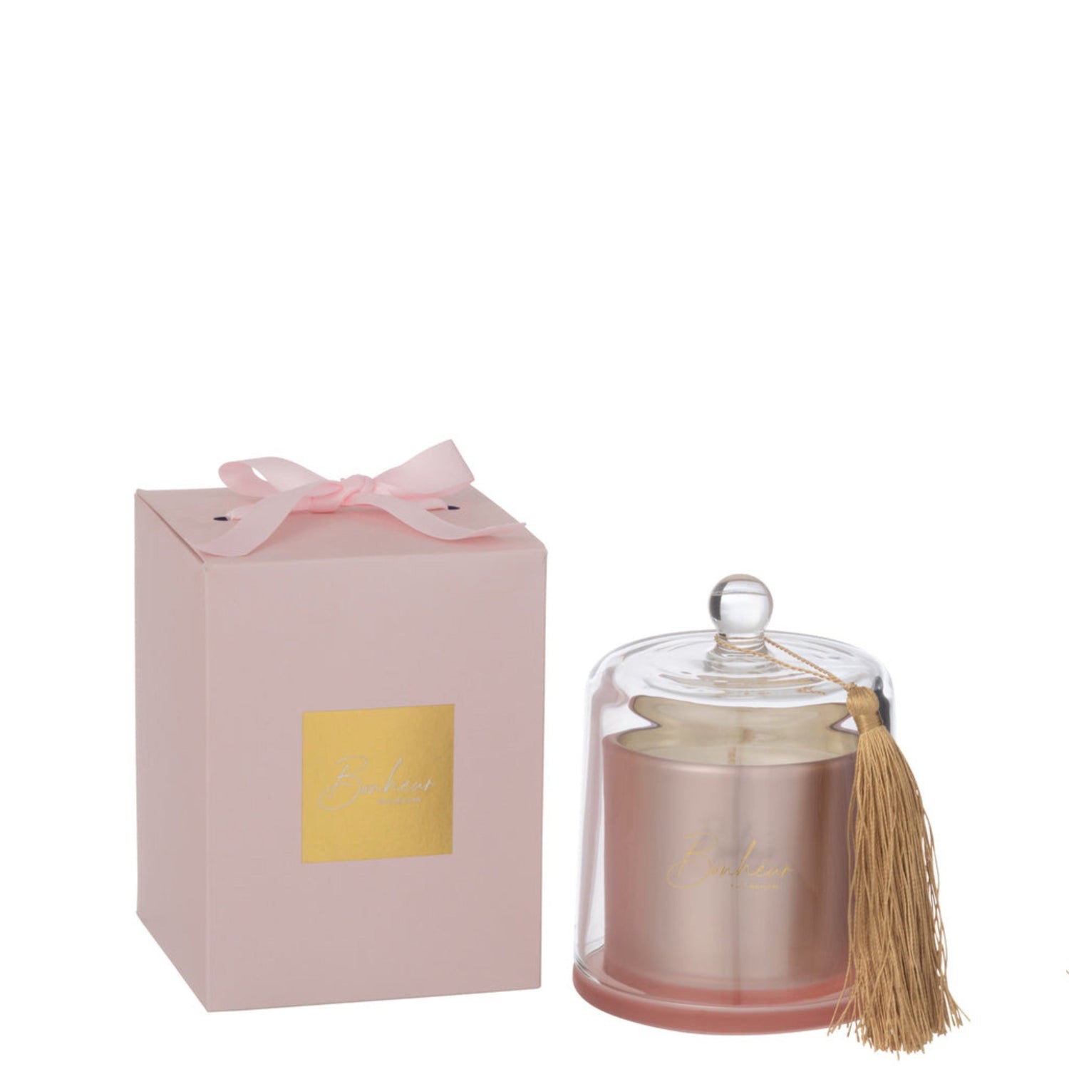 Geurkaars Stolp Bonheur Roze Large 45uur - Geurkaars - J-Line - livinglovely.nl