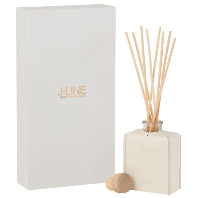 Geurstokjes Leder Wit 100ml - Geurstokjes - J-Line - livinglovely.nl