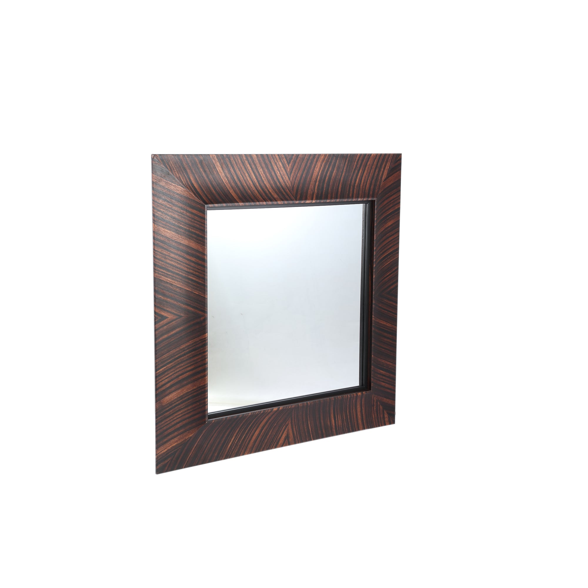 Gezzy Brown Wooden Mirror Curl Frame Square 110x7x110cm PTMD - Spiegel - PTMD - livinglovely.nl