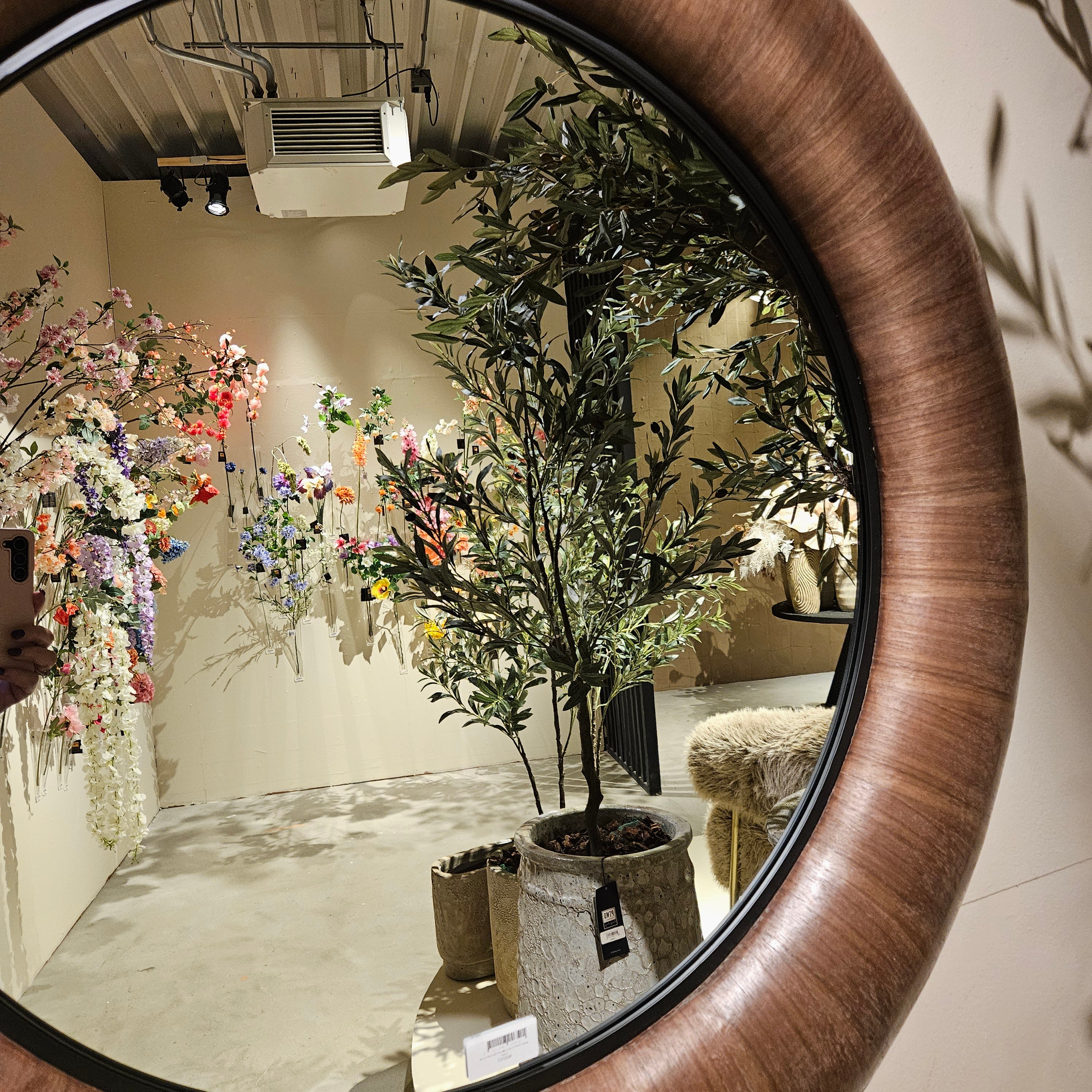 Gezzy Natural Wooden Mirror Thick Frame Round 110.5x5.5x110.5cm PTMD - Spiegel - PTMD - livinglovely.nl