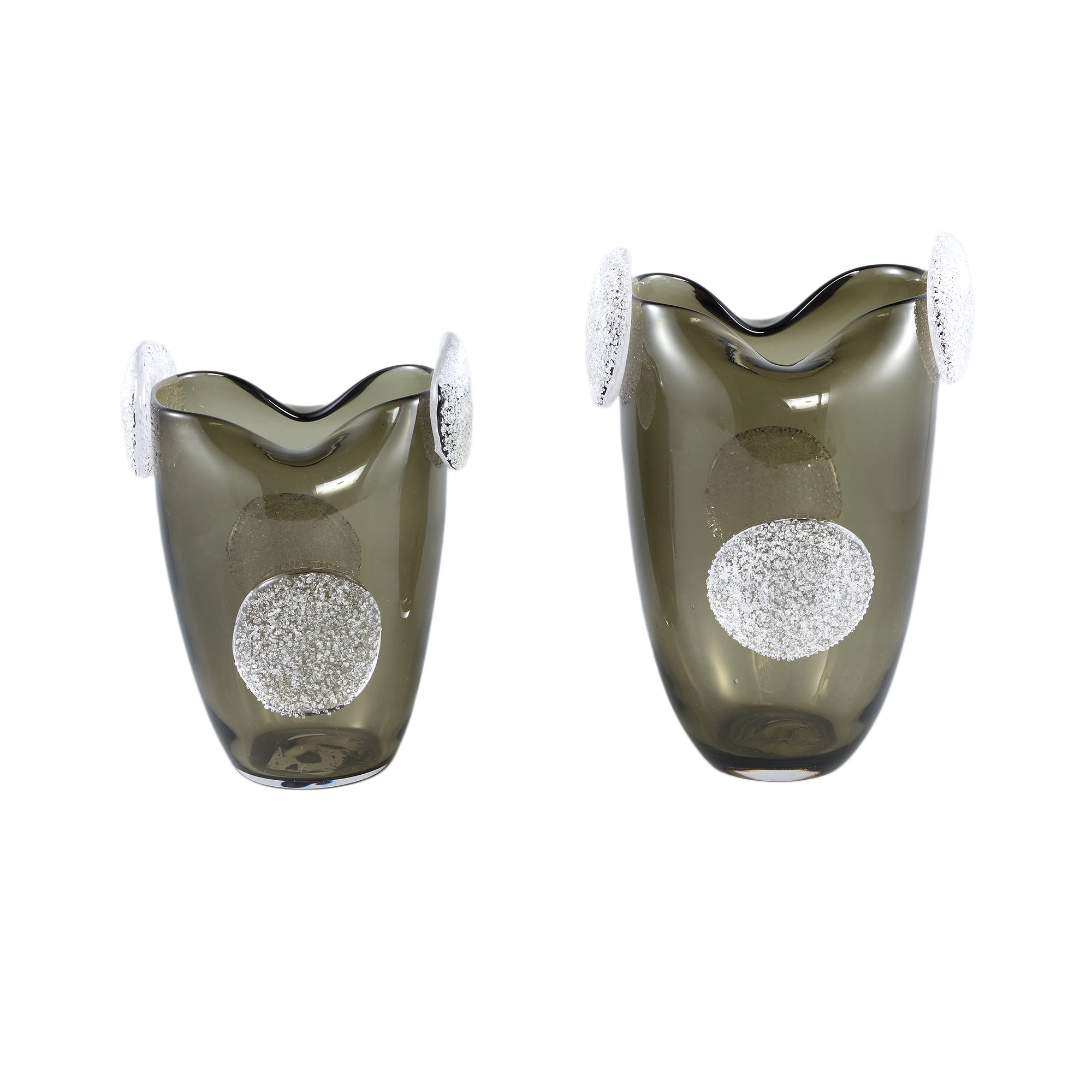 Giah Green Solid Glass Vase With Deco Rounds S PTMD - Vaas - PTMD - livinglovely.nl