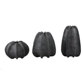 Grayson Black Ceramic Round Ribbed Vase High Dia 28cmxH42cm PTMD - Vaas - PTMD - livinglovely.nl