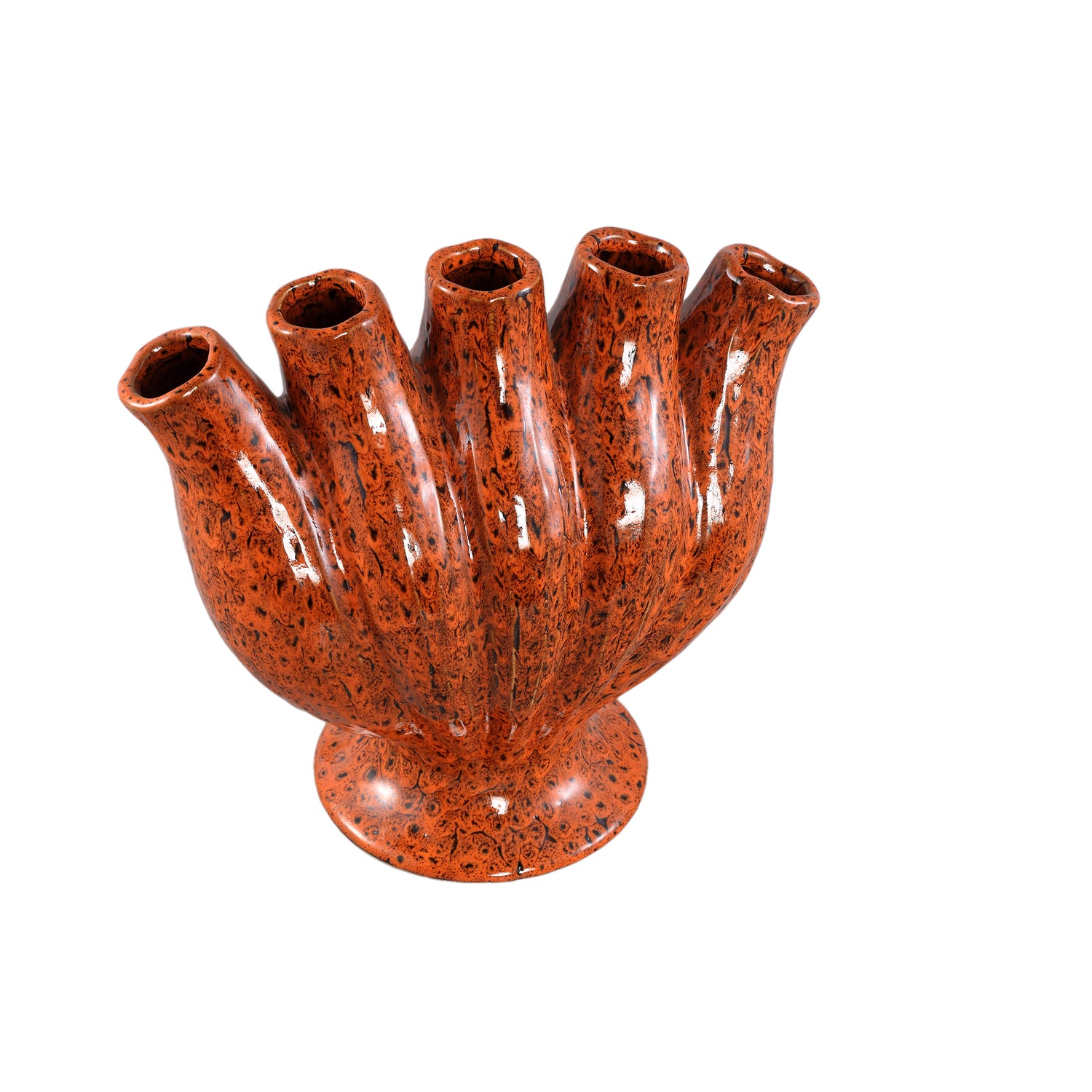 Gylian Orange Tubes Shaped Ceramic Vase L 33 x 17.5 x 30cm PTMD - Vaas - PTMD - livinglovely.nl