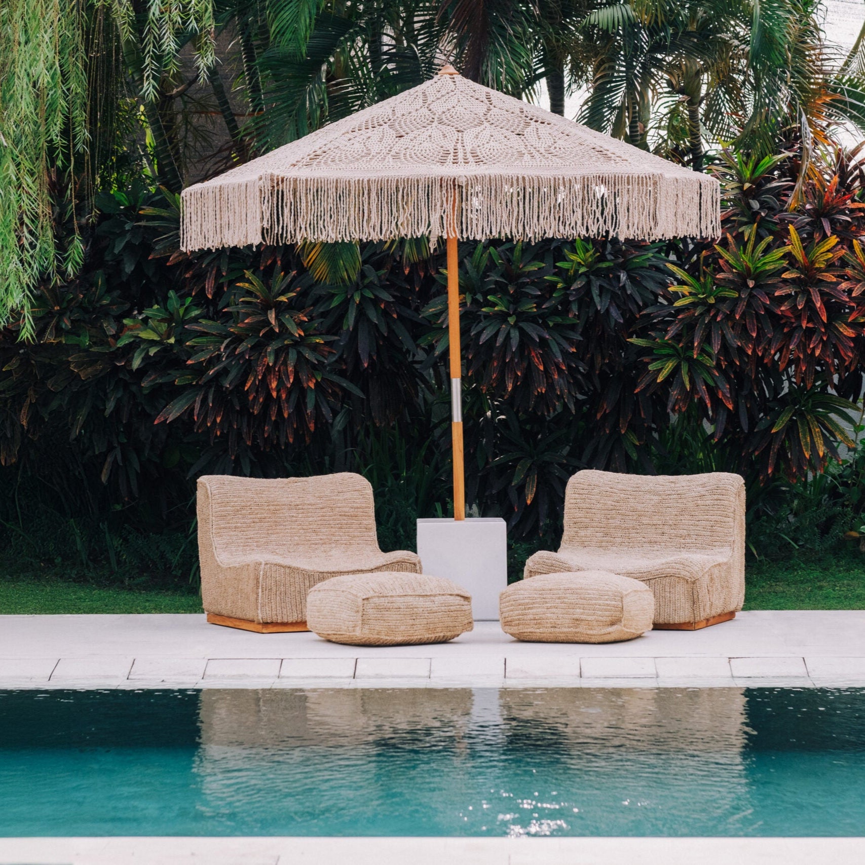 Handgeknoopte Parasol - Leafs - Crème 250cm - Handgeknoopte parasol - Todo Bien - livinglovely.nl