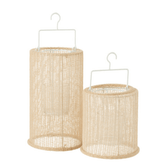 Hang lantaarn Cilinder Metaal/Polyester Beige Small - Lantaarn - J-Line - livinglovely.nl