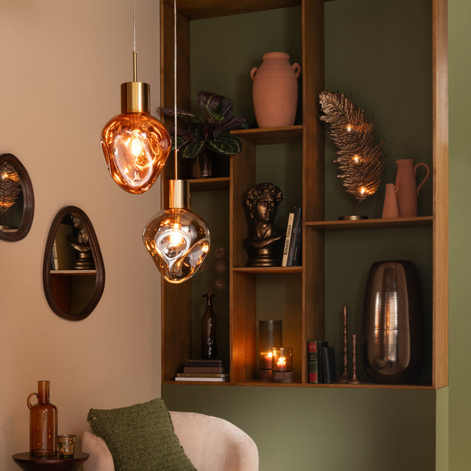 Hanglamp Goud Metaal/Glas Koper - Hanglamp - J-Line - livinglovely.nl