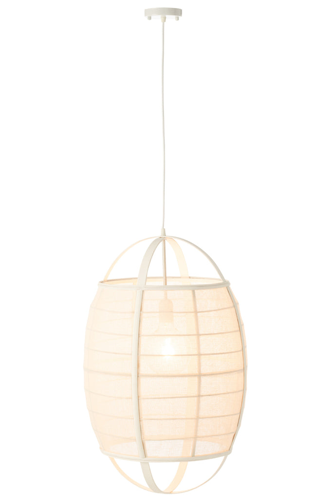 Hanglamp Ion Linnen/Bamboe Wit Large J-Line - Hanglamp - J-Line - livinglovely.nl