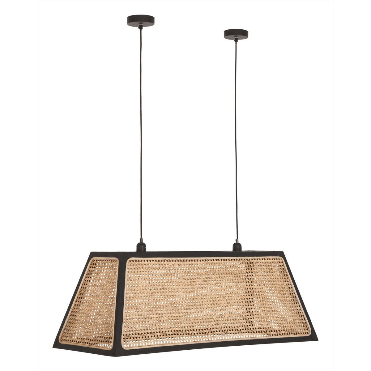 Langwerpige rotan hanglamp Raffles vooraanzicht MUST Living