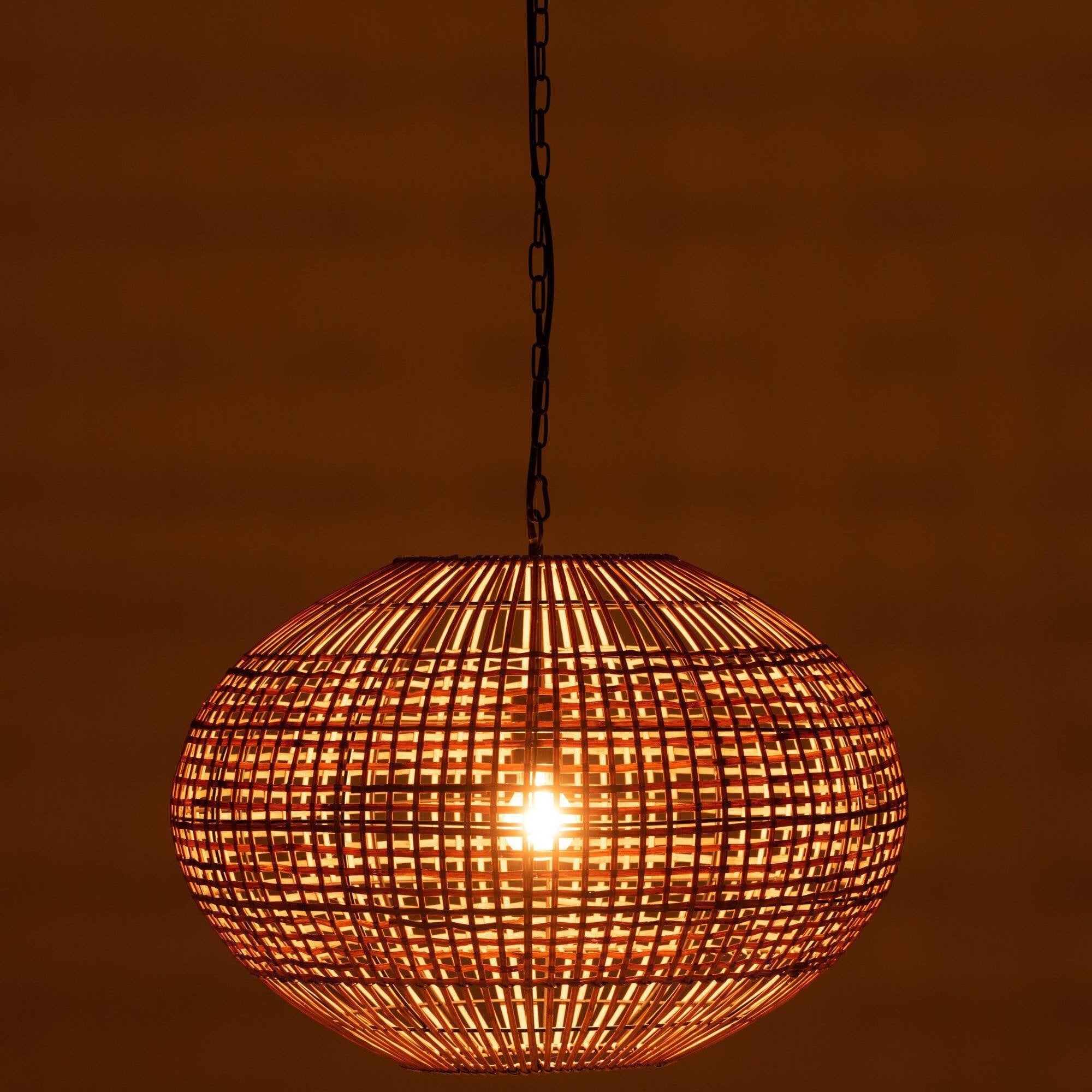 Hanglamp Rattan/Metaal Bruin/Zwart - Hanglamp - J-Line - livinglovely.nl