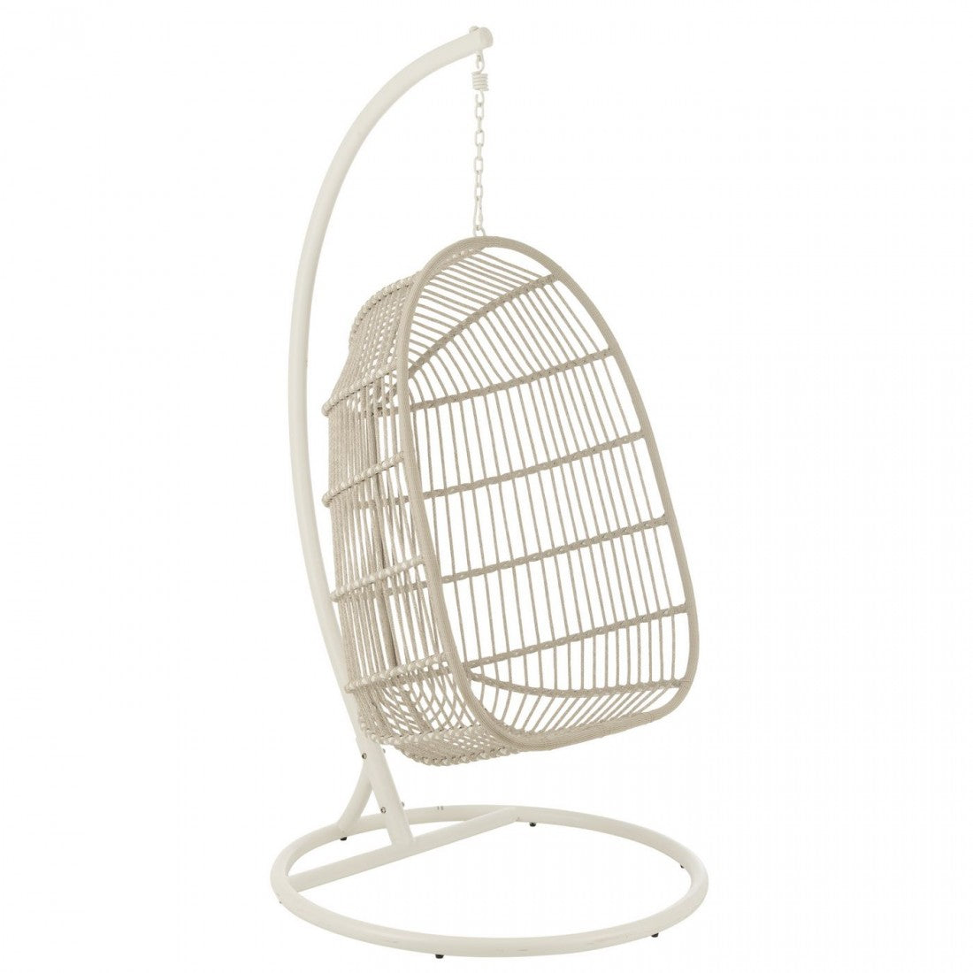 Hangstoel+Kussen Egga Metaal/Koord Grijs - Hangstoel - J-Line - livinglovely.nl