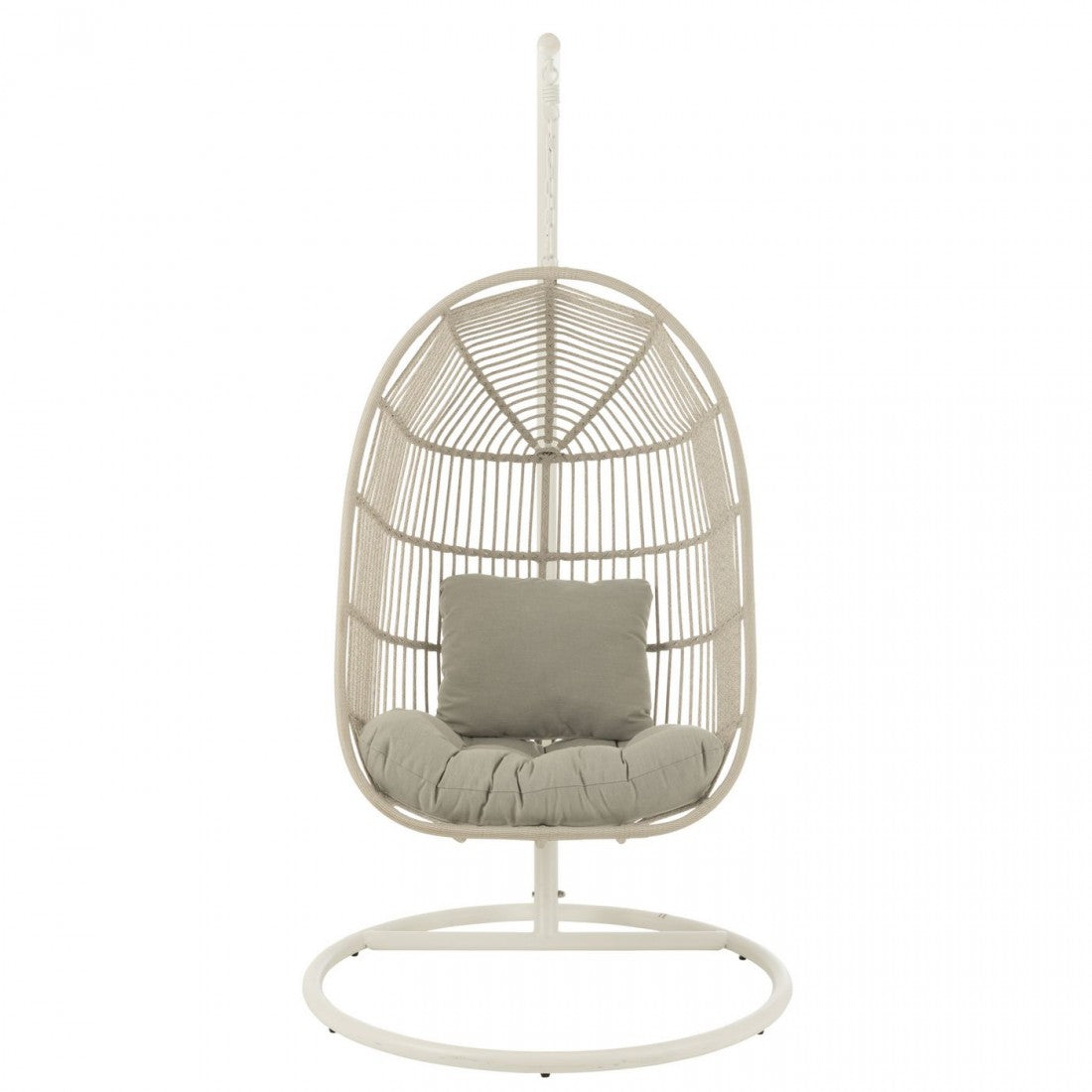 Hangstoel+Kussen Egga Metaal/Koord Grijs - Hangstoel - J-Line - livinglovely.nl