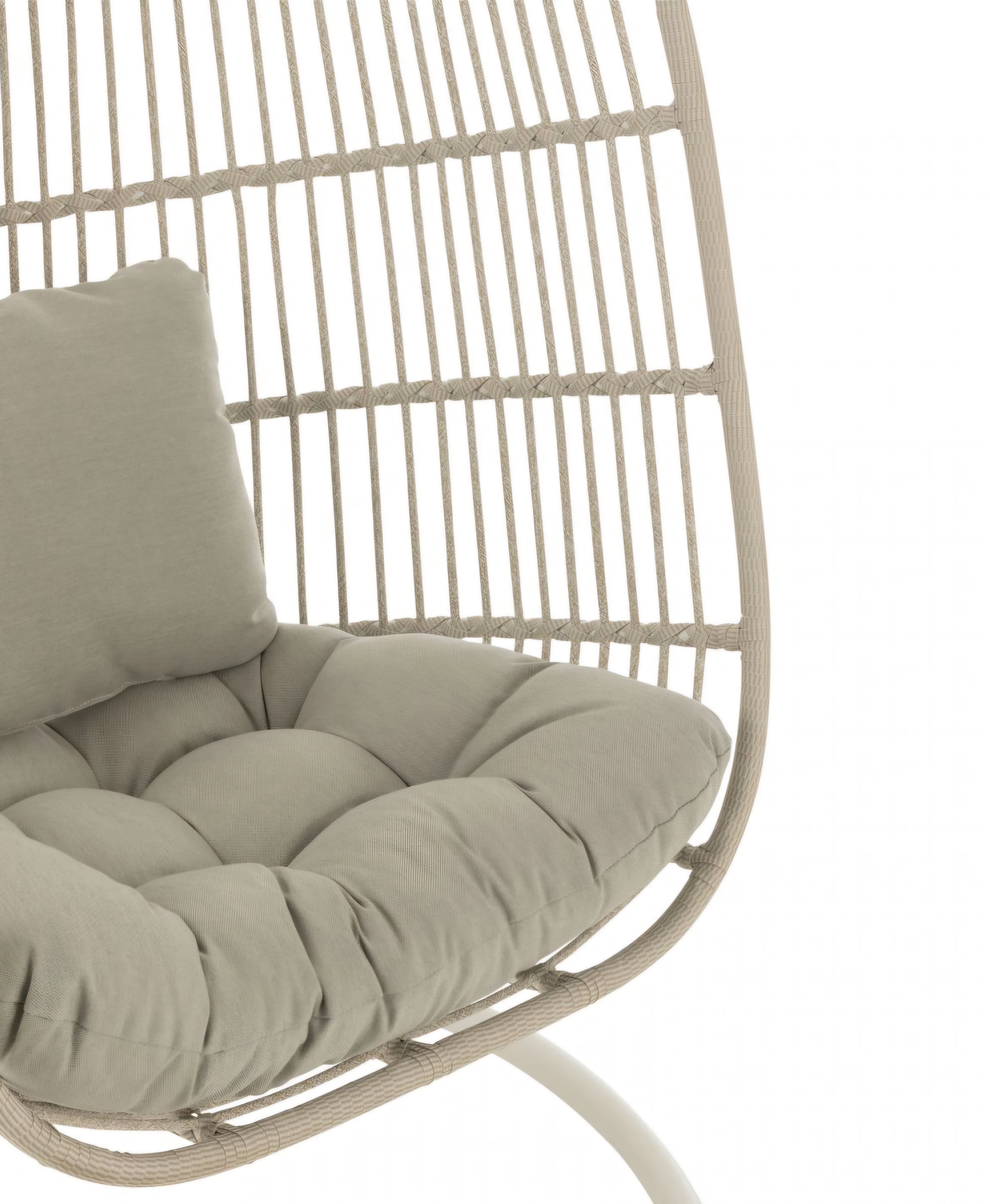 Hangstoel+Kussen Egga Metaal/Koord Grijs - Hangstoel - J-Line - livinglovely.nl