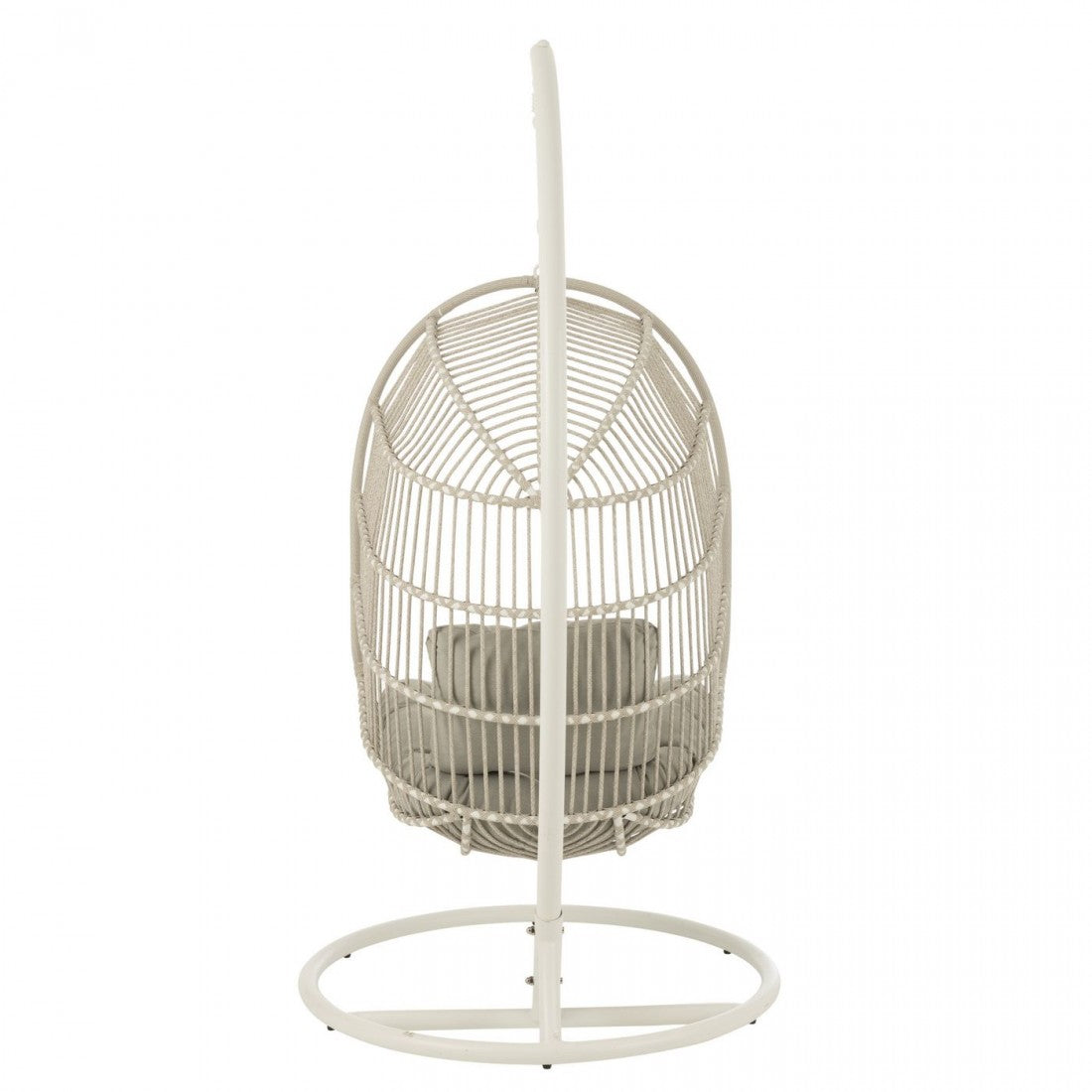 Hangstoel+Kussen Egga Metaal/Koord Grijs - Hangstoel - J-Line - livinglovely.nl