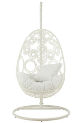 Hangstoel + Kussens Bula Metaal/Riet Wit - Hangstoel - J-Line - livinglovely.nl