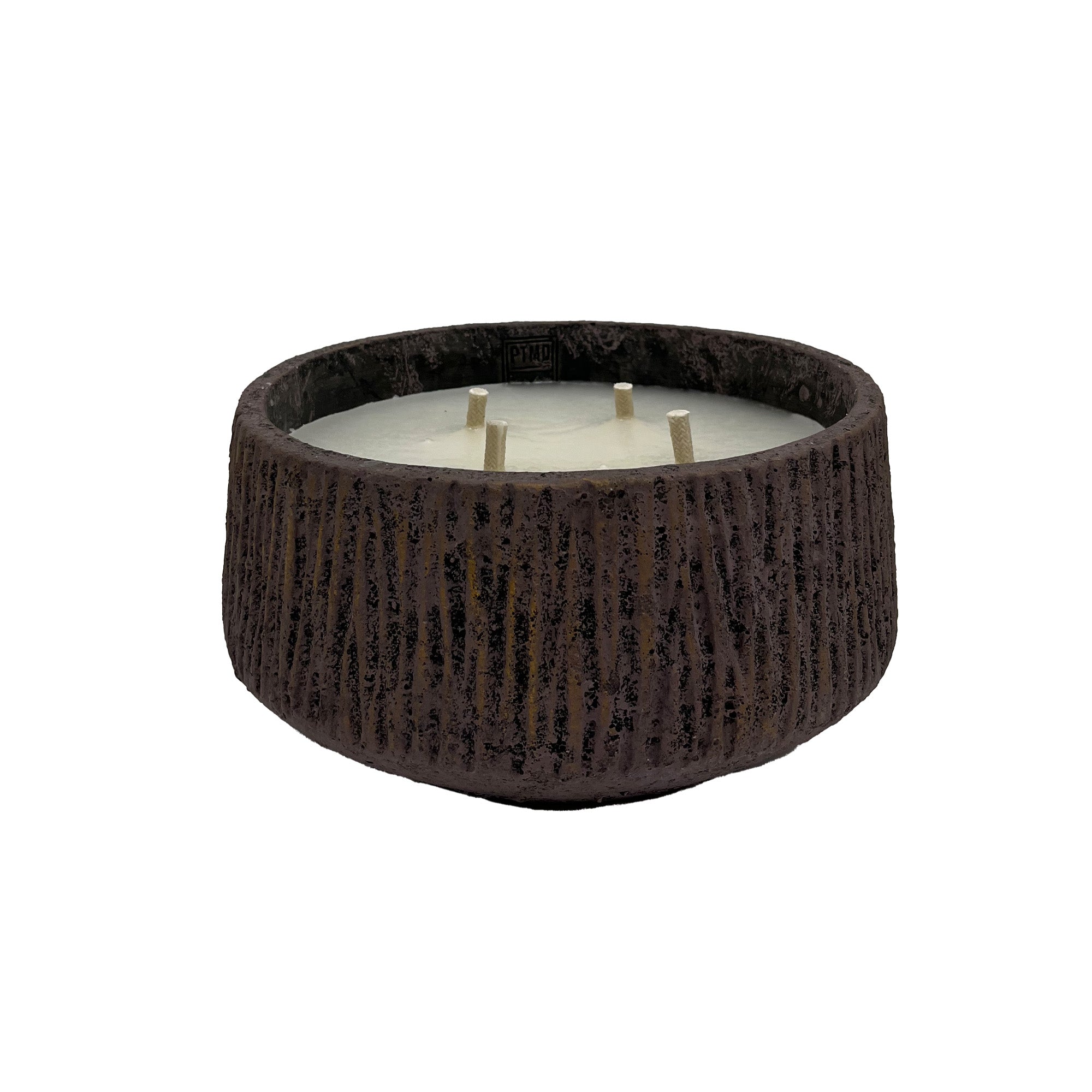 Holden Purple Cement Outdoor Candle Round Gold Finish LowL PTMD - Buitenkaars - PTMD - livinglovely.nl