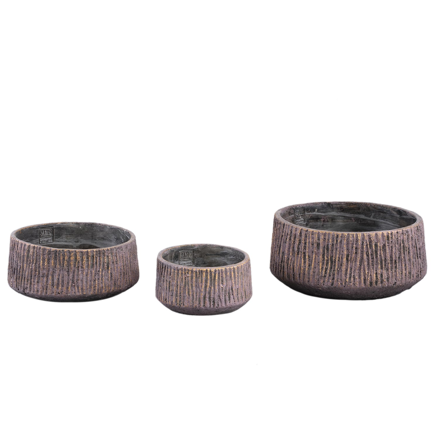 Holden Purple Cement Outdoor Candle Round Gold Finish LowL PTMD - Buitenkaars - PTMD - livinglovely.nl