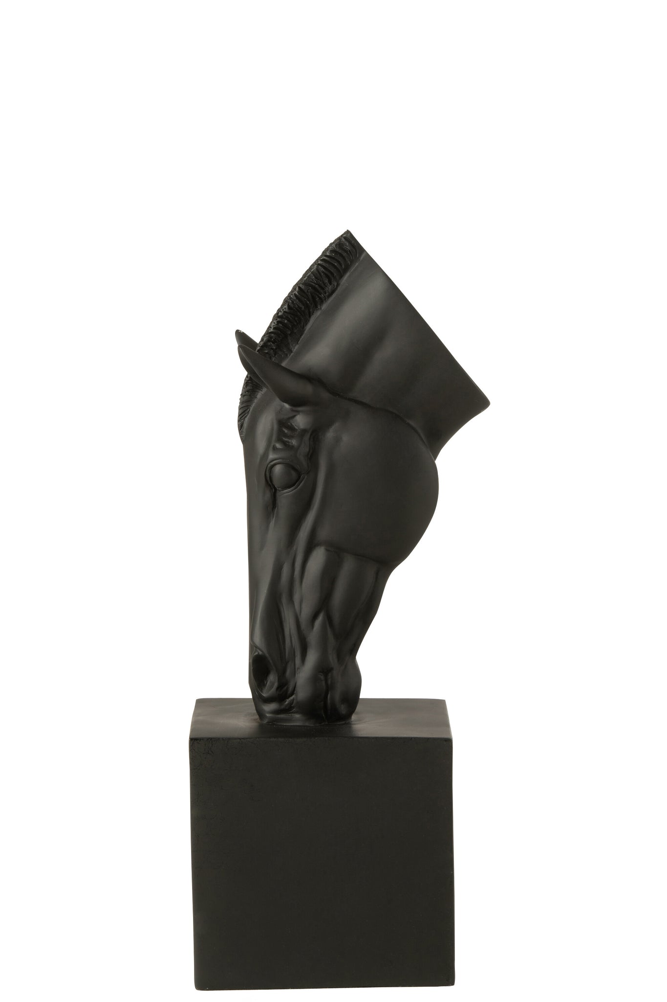 Horse On Base Polyresin Black Small - - J-Line - livinglovely.nl