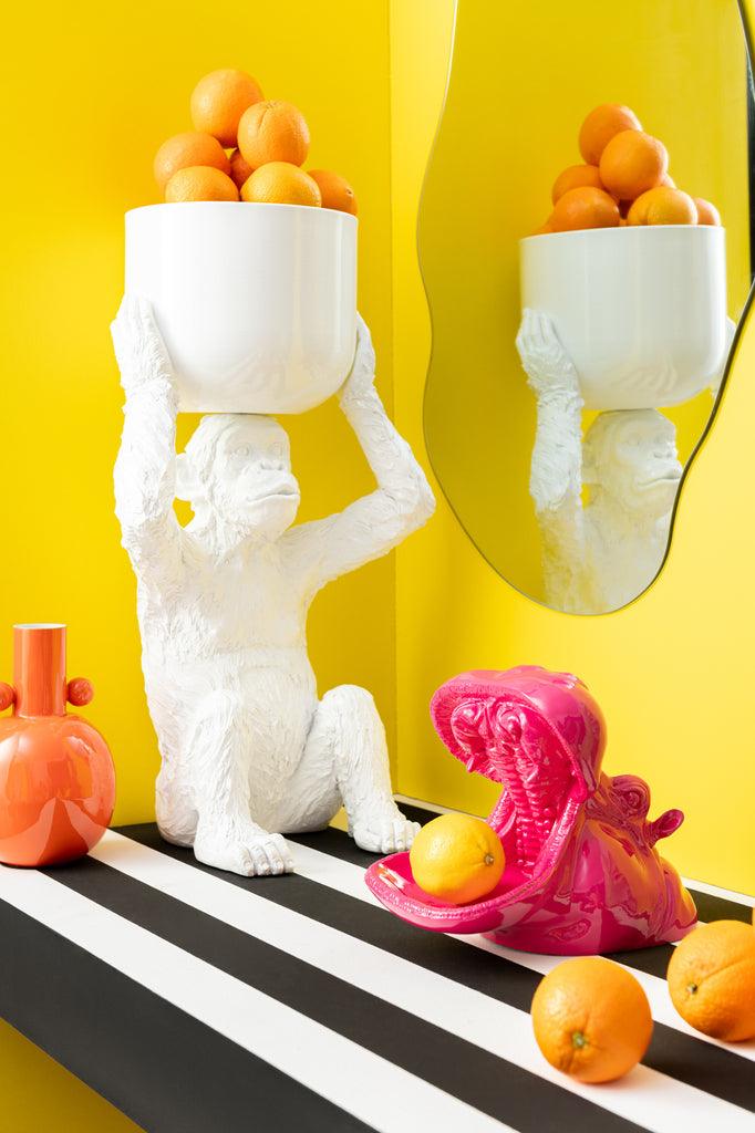 Ijsemmer Aap Polyresine Wit - Keukenaccessoire - J-Line - livinglovely.nl