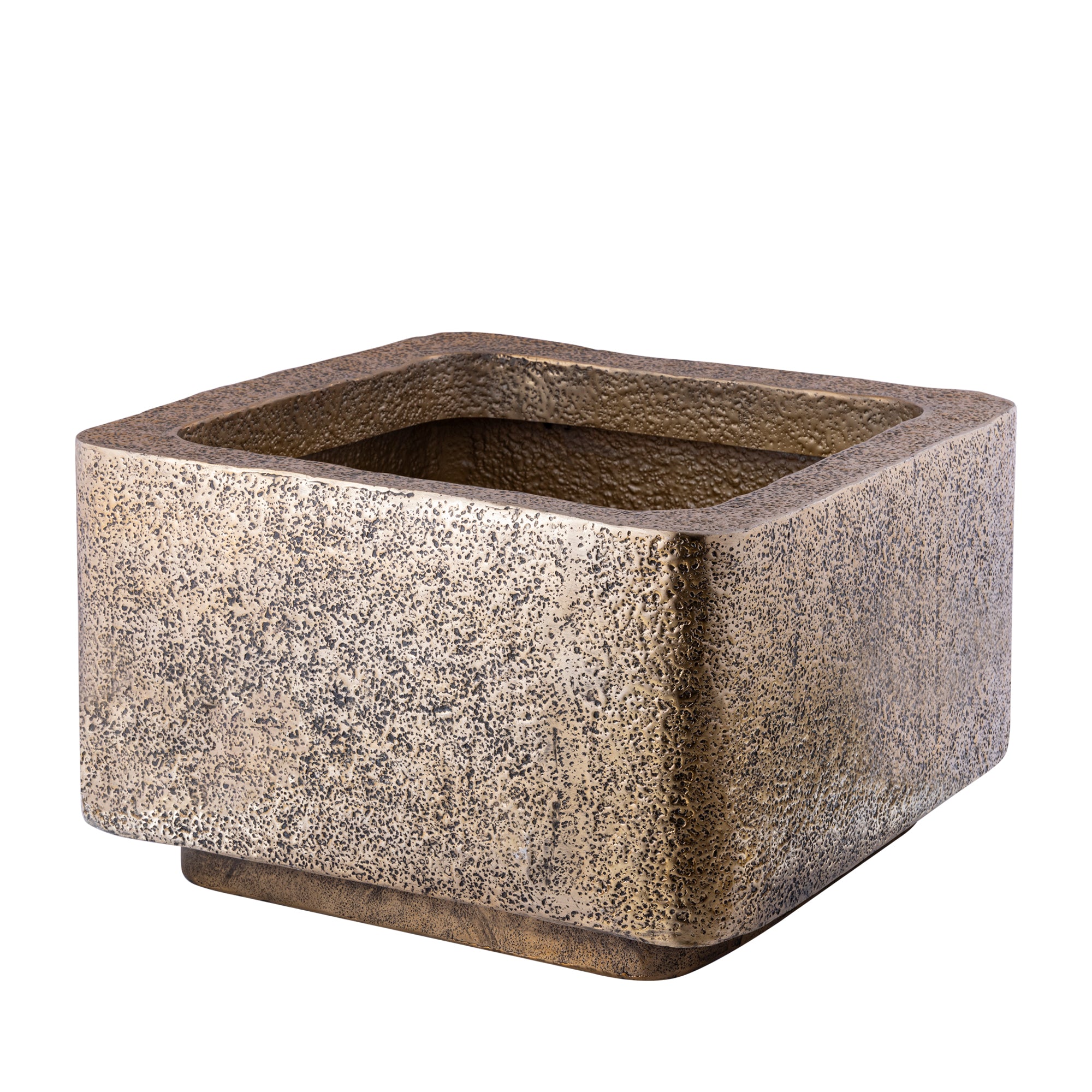 Indira Gold Alu Sheet Pot Low Square SV2 - Pot - PTMD - livinglovely.nl