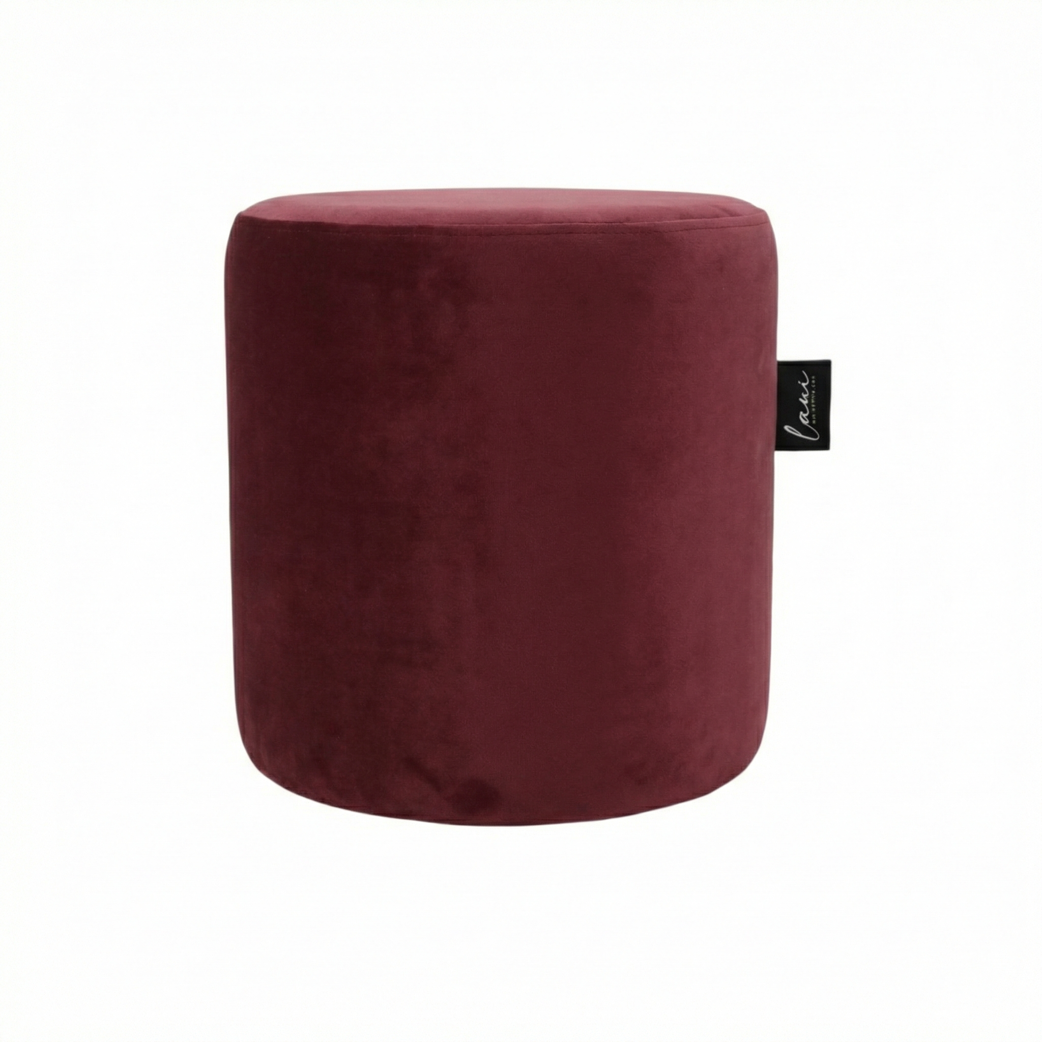 Laui Lounge Indoor Pouf Velvet Burgundy Ø44x46 cm, ronde bordeauxrode velvet poef
