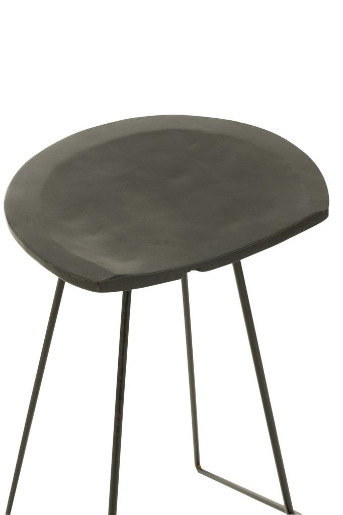 J-Line Barstoel Teakhout Ijzer Zwart - Barkruk - J-Line - livinglovely.nl