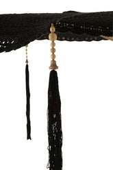 J-Line - Parasol Kwast Katoen Hout Zwart - 140cm - Parasol - J-Line - livinglovely.nl