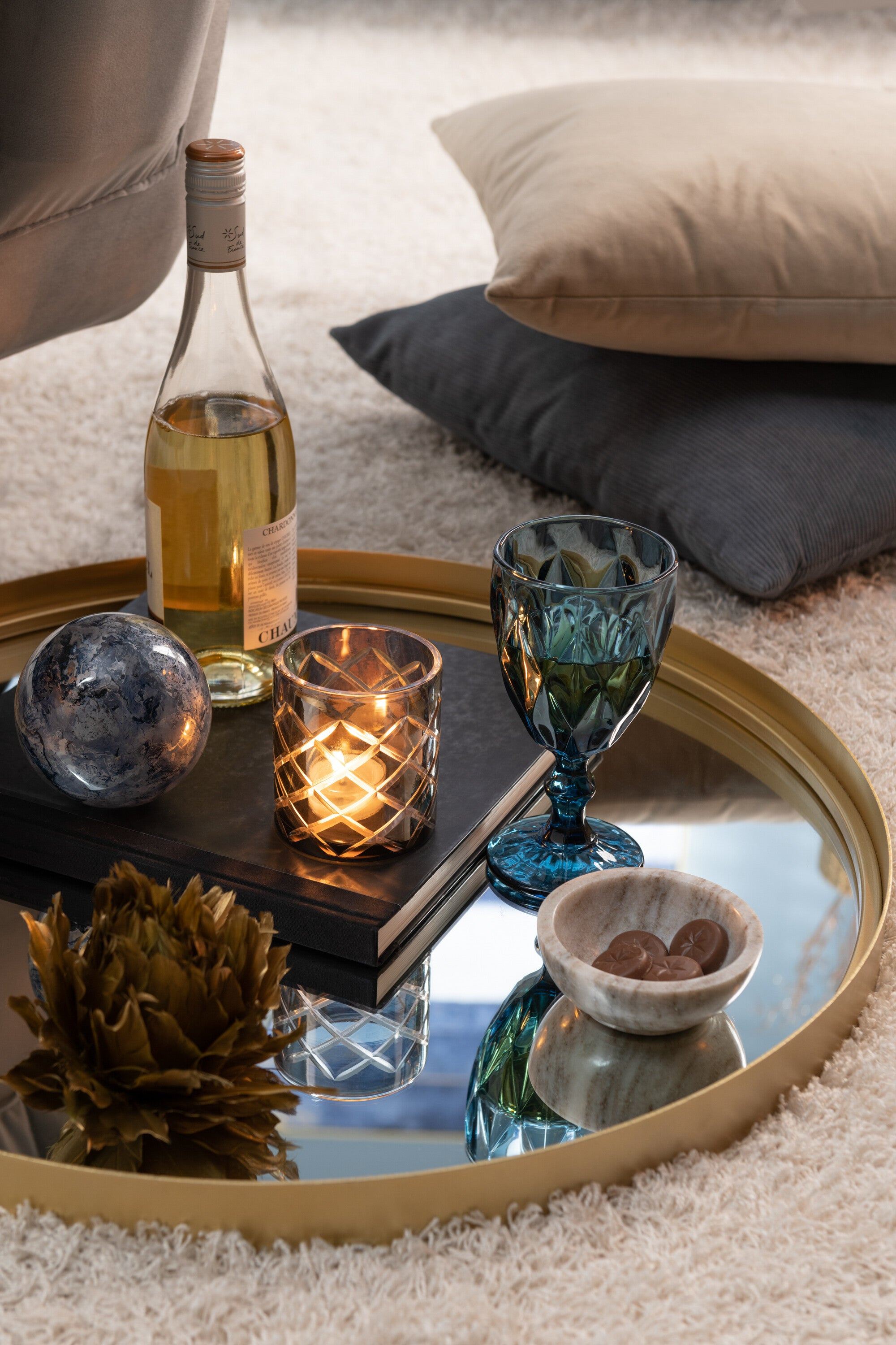 J-Line Spiegel Goud Small Ø60cm - Spiegel - J-Line - livinglovely.nl