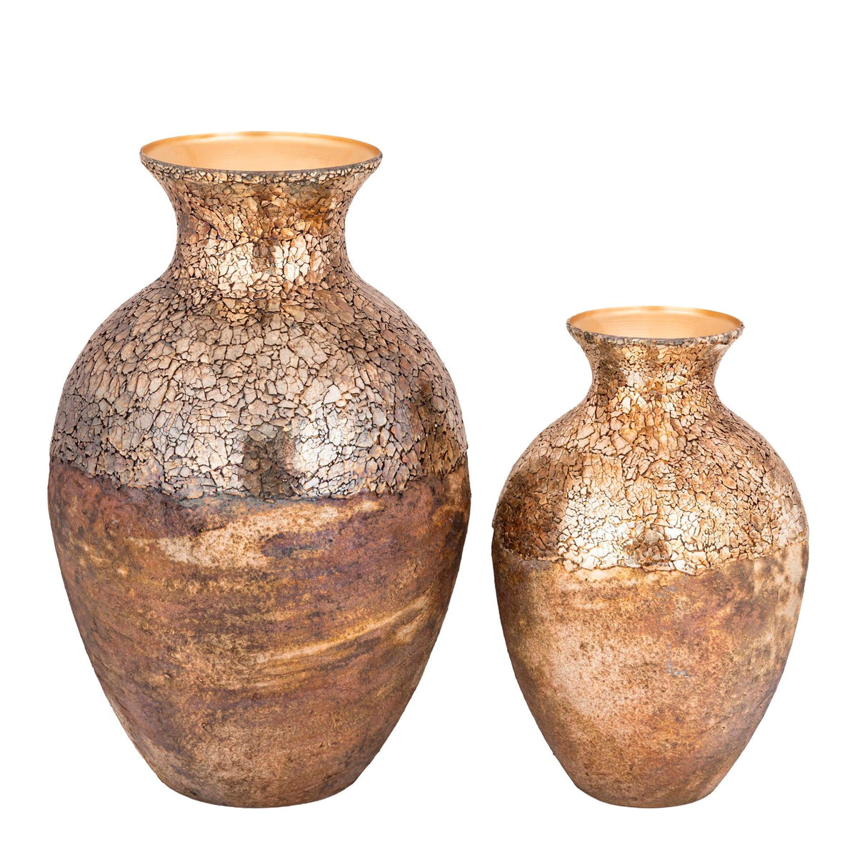 Jule Bolvaas IJzer Goud Half Mozaïek Large van PTMD, extra productfoto van de vaas in goud ijzer met mozaïek