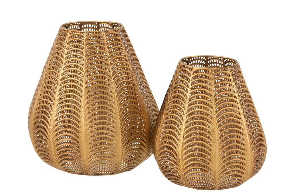 Kaarshouder Gala Ijzer Goud Large - Windlicht - J-Line - livinglovely.nl