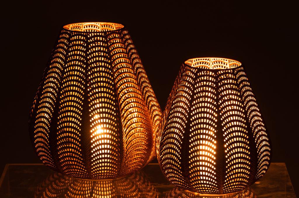 Kaarshouder Gala Ijzer Goud Large - Windlicht - J-Line - livinglovely.nl