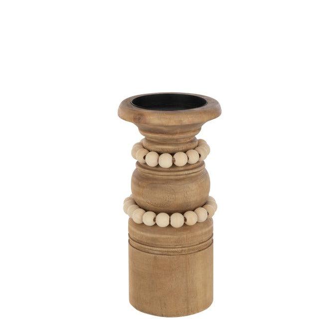 Kaarshouder Pila Den/Metaal Natuur Small - Kandelaar - J-Line - livinglovely.nl