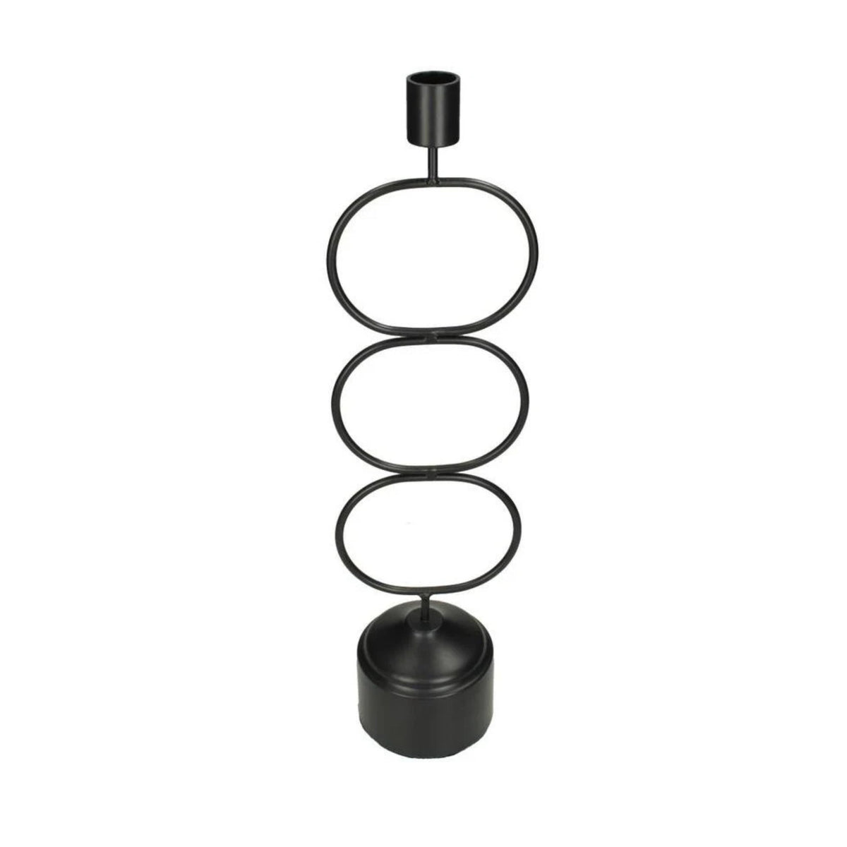 Kaarshouder Ringen Zwart 11x8x39cm 1 + 1 Gratis - Kandelaar - Living Lovely - livinglovely.nl