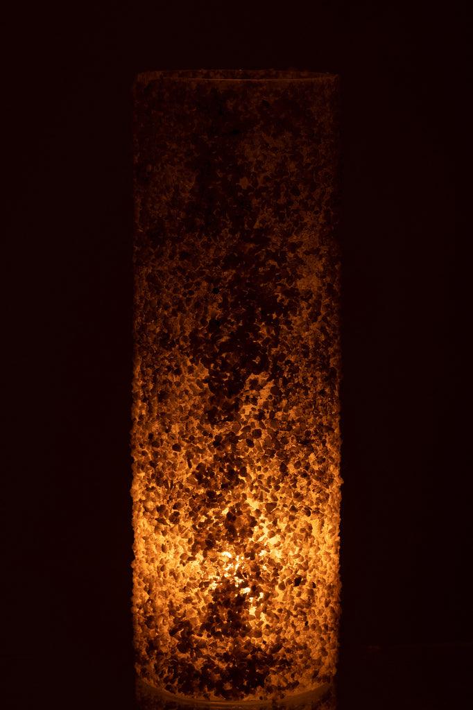 Kaarshouder Rock Glas/Steen Wit Extra Large - Kandelaar - J-Line - livinglovely.nl