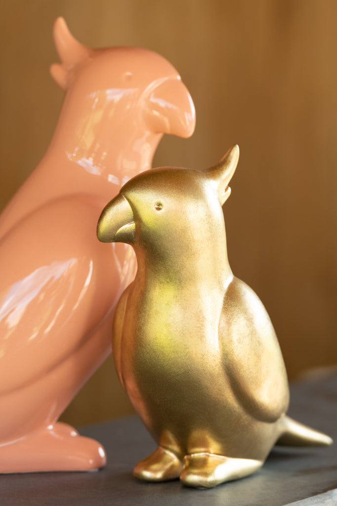 Kaketoe Keramiek Goud - Beeld - J-Line - livinglovely.nl