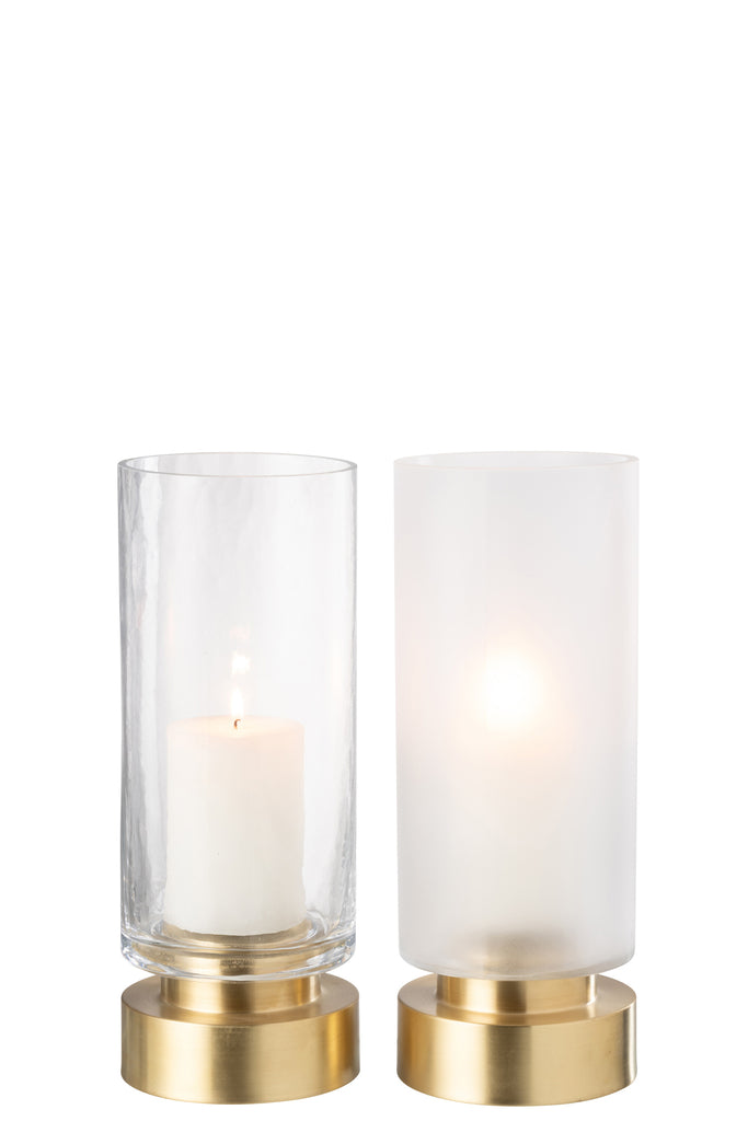Kandelaar Pia Half Goud Medium Set van 2 - Windlicht - J-Line - livinglovely.nl