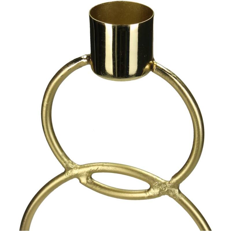 Kandelaar Ringen Goud op marmeren voet 13x9x36cm 1 + 1 Gratis - Kandelaar - Living Lovely - livinglovely.nl