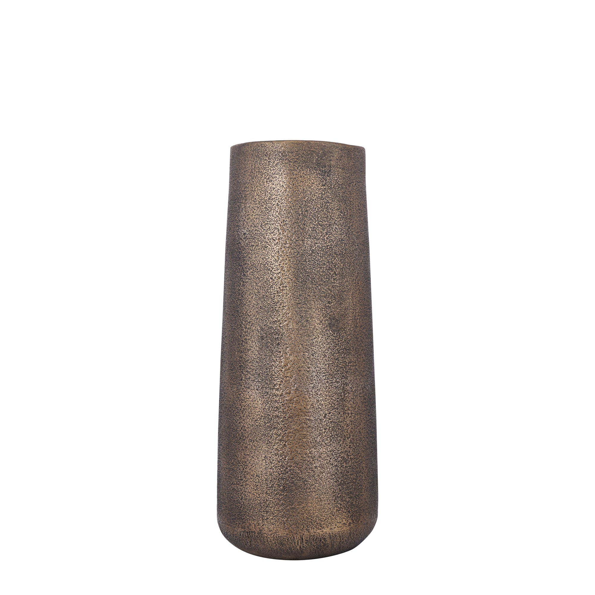 Kardine Antique Gold Alu Pot Dented Pattern High S van PTMD, hoge aluminium pot in antiek goud op witte achtergrond
