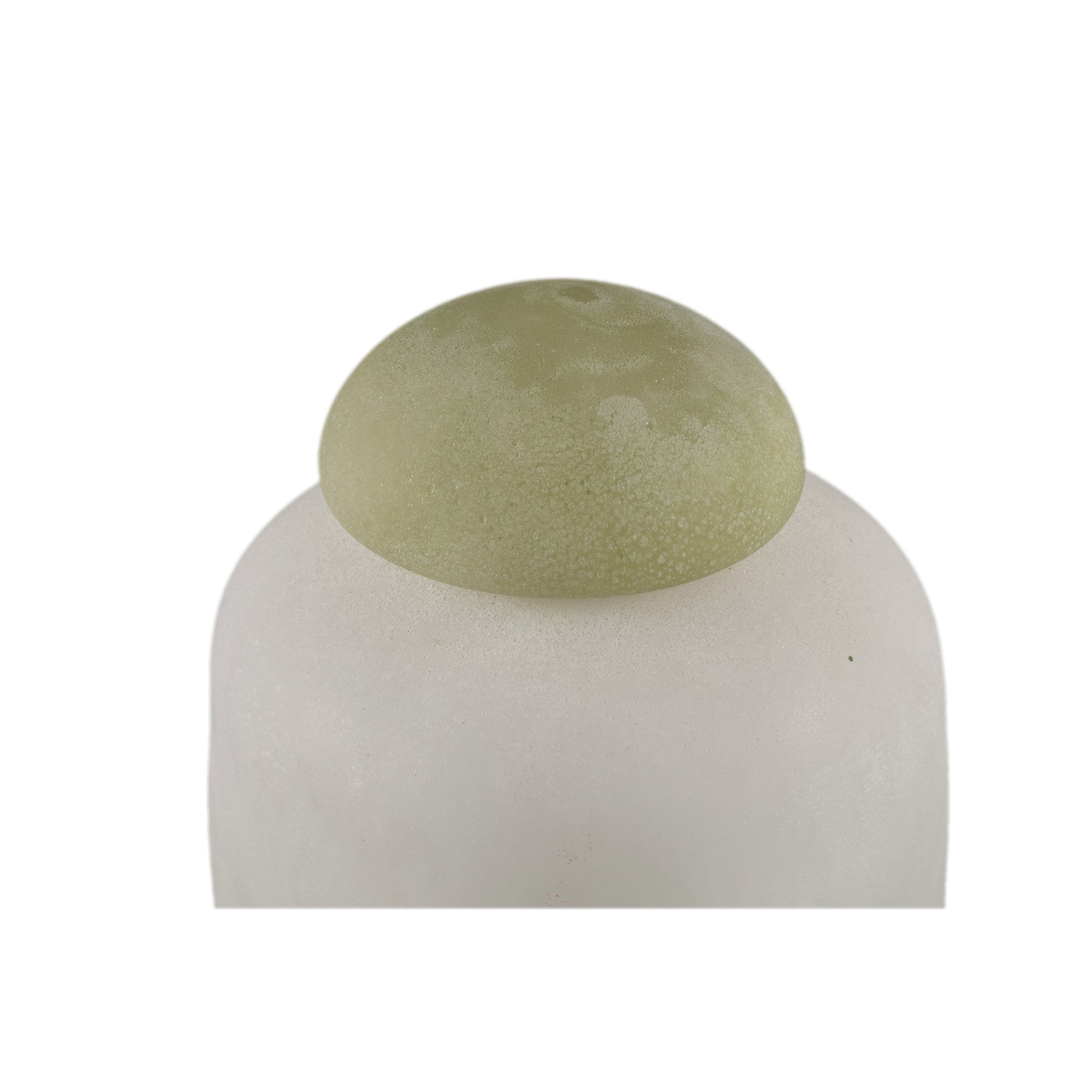 Karlie White Matte Glass Bulb Vase Green Top PTMD 16x16x25 - Vaas - PTMD - livinglovely.nl