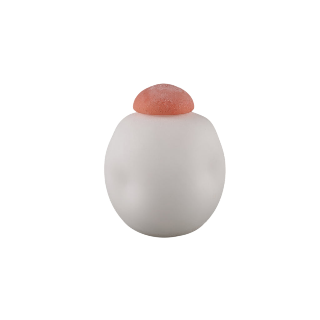 Karlie White Matte Glass Bulb Vase Orange Top PTMD 18x18x22 cm - Vaas - PTMD - livinglovely.nl