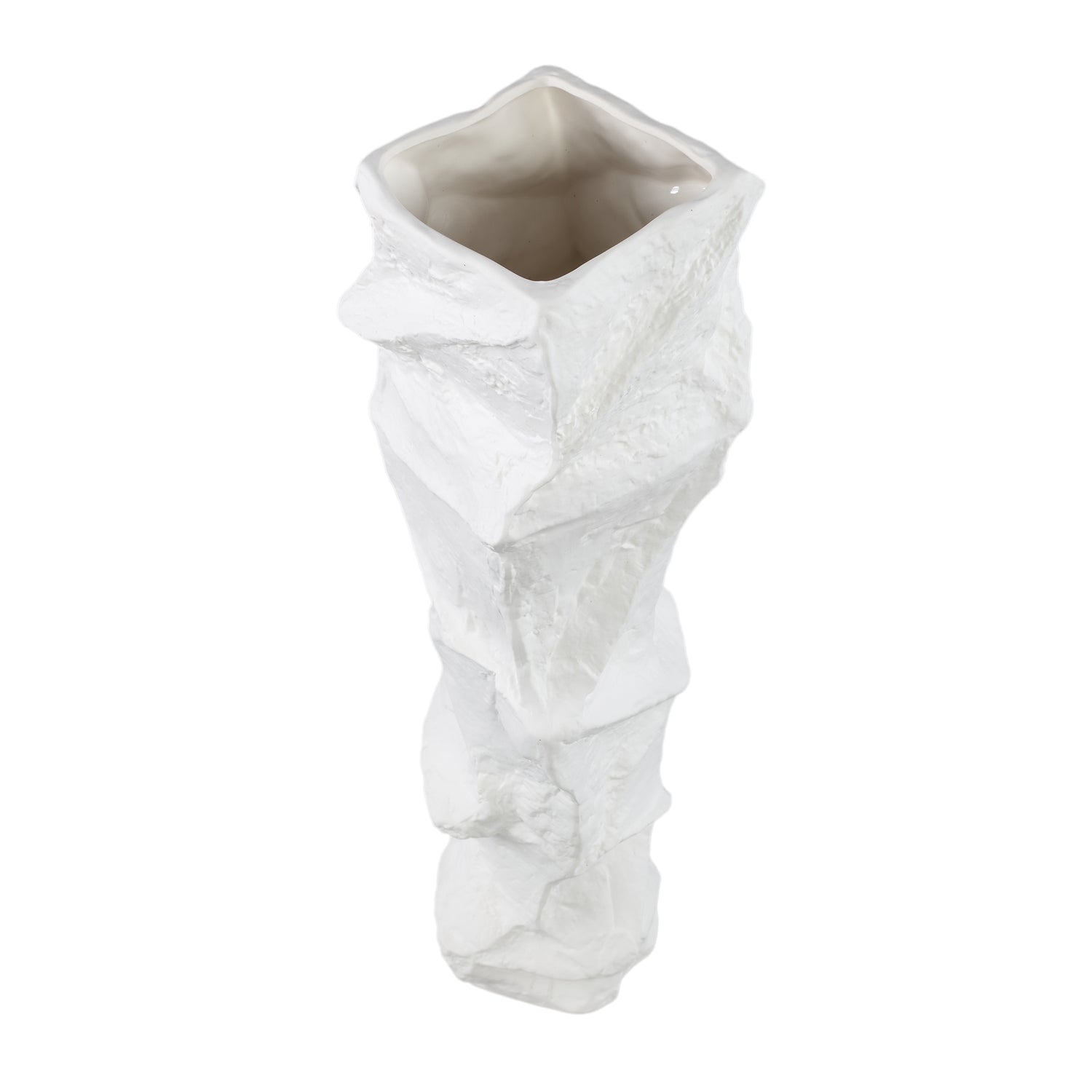 Kellie White Ceramic Organic Shaped Vase High 15,5x48cm PTMD - Vaas - PTMD - livinglovely.nl