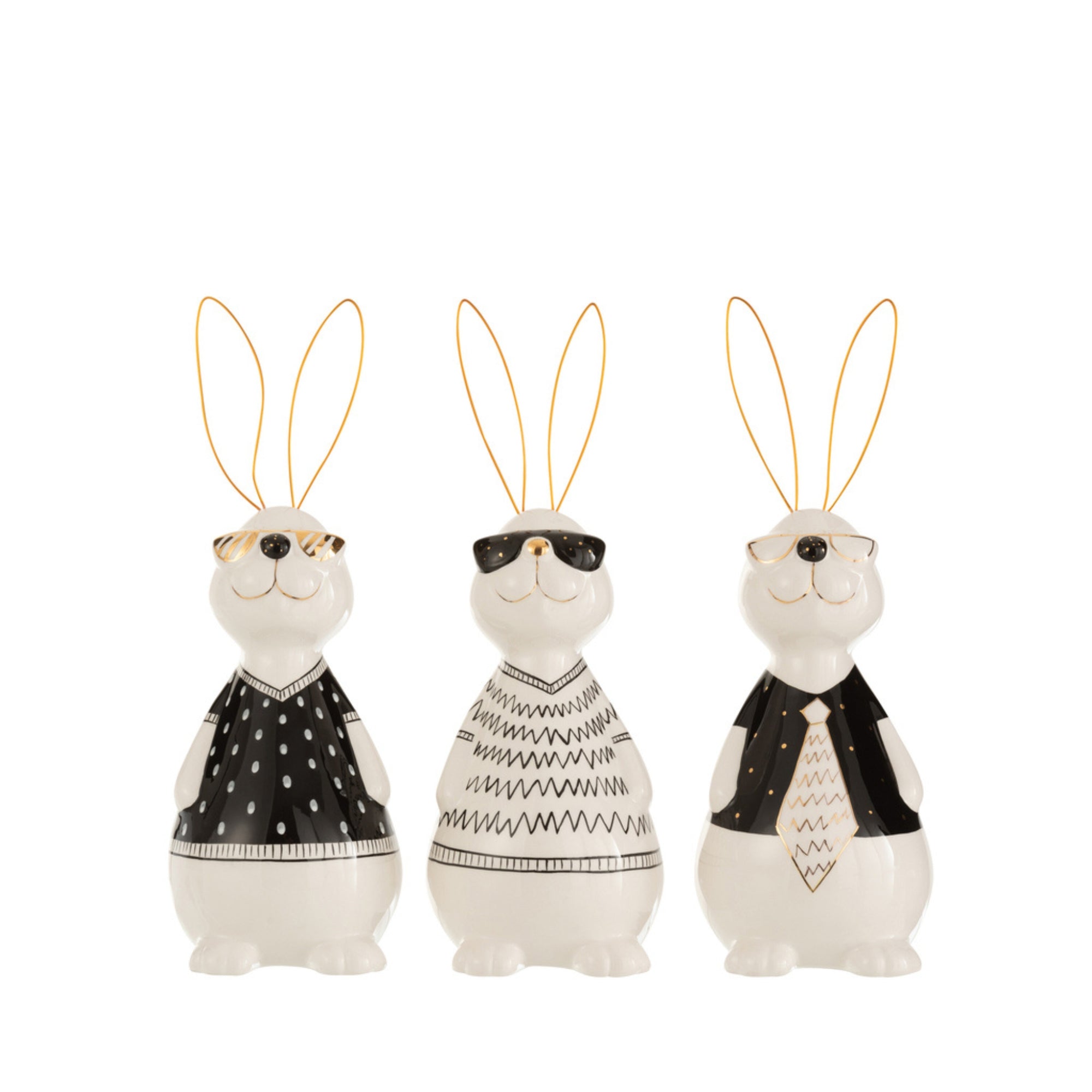 Konijn Max Ker Large Set van 3 - Paas - J-Line - livinglovely.nl