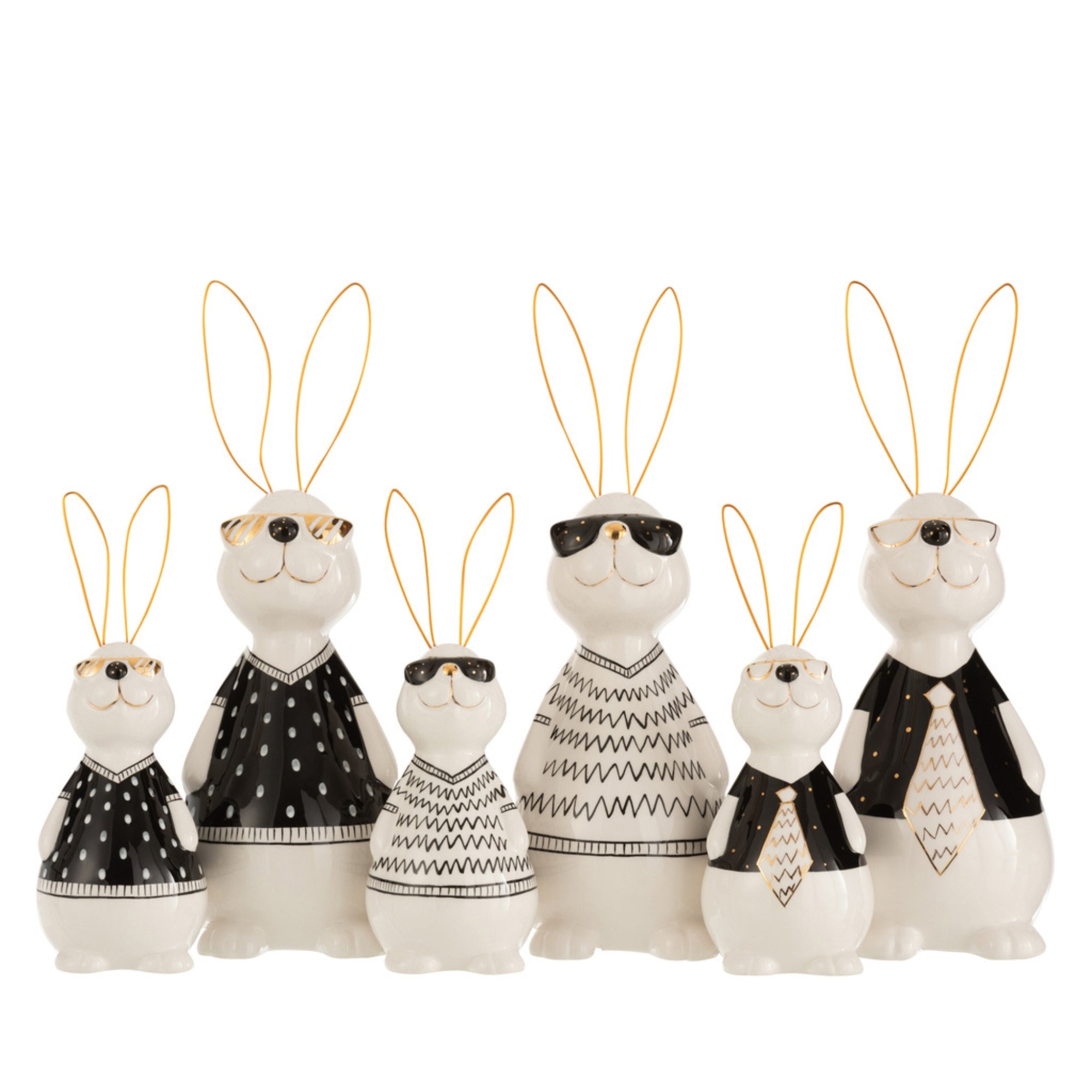 Konijn Max Keramiek Small Set van 3 - Paas - J-Line - livinglovely.nl