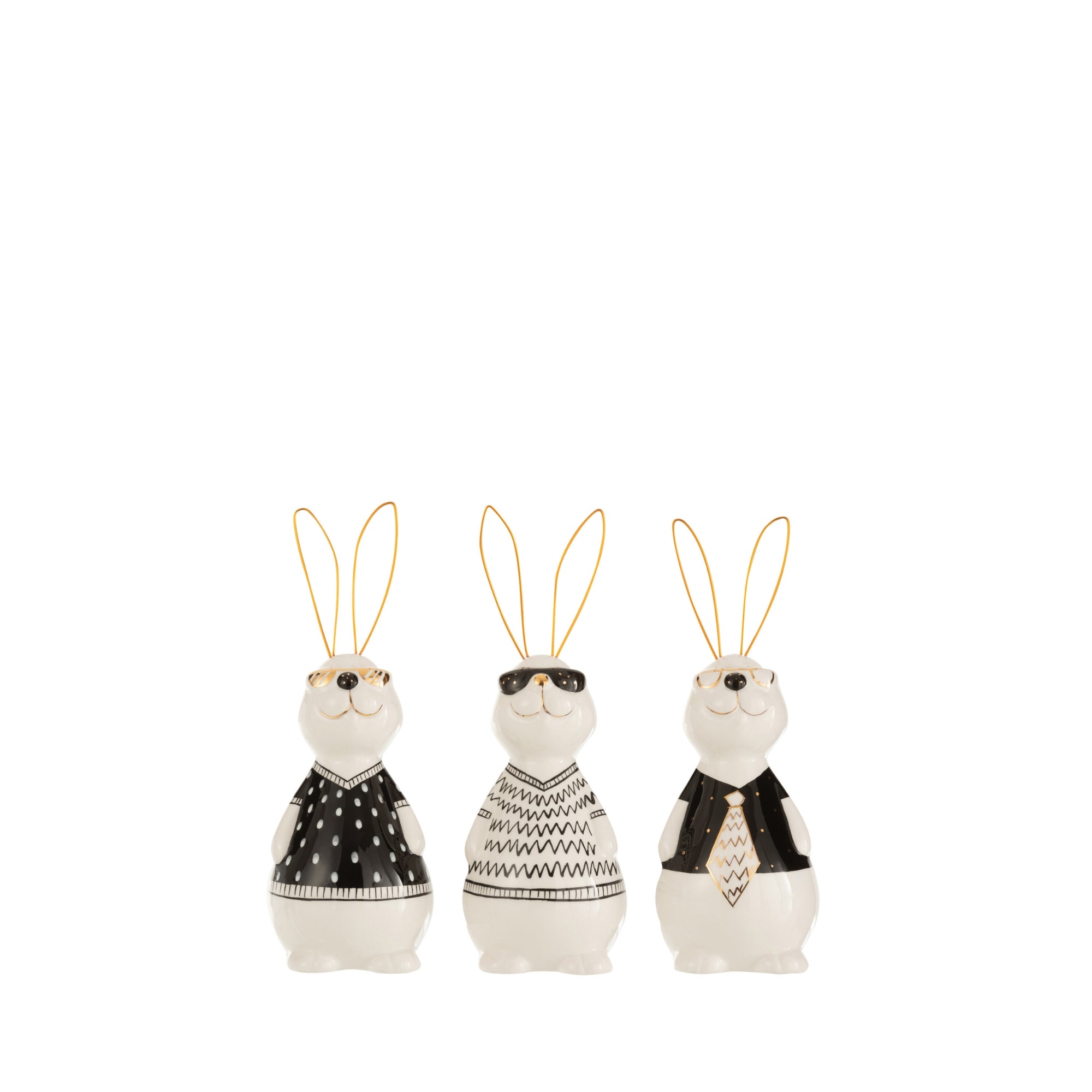 Konijn Max Keramiek Small Set van 3 - Paas - J-Line - livinglovely.nl