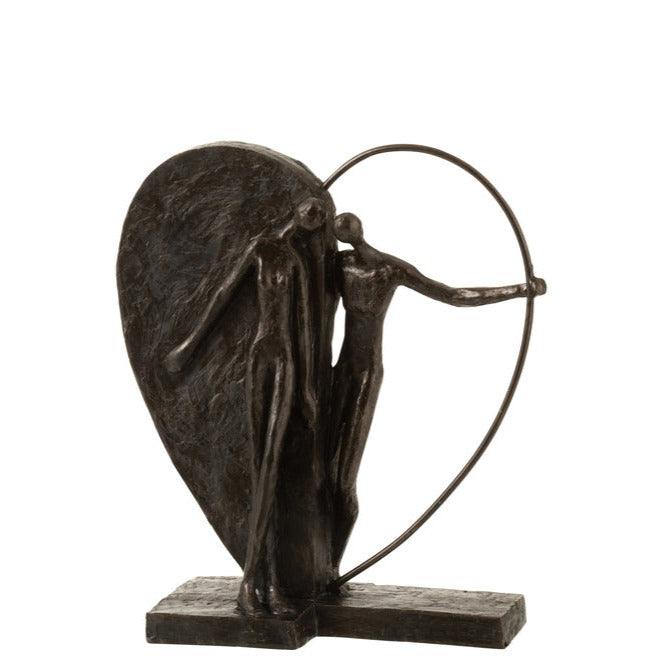 Koppel In Half opgevuld Hart Poly Donker Bruin - Beeld - J-Line - livinglovely.nl