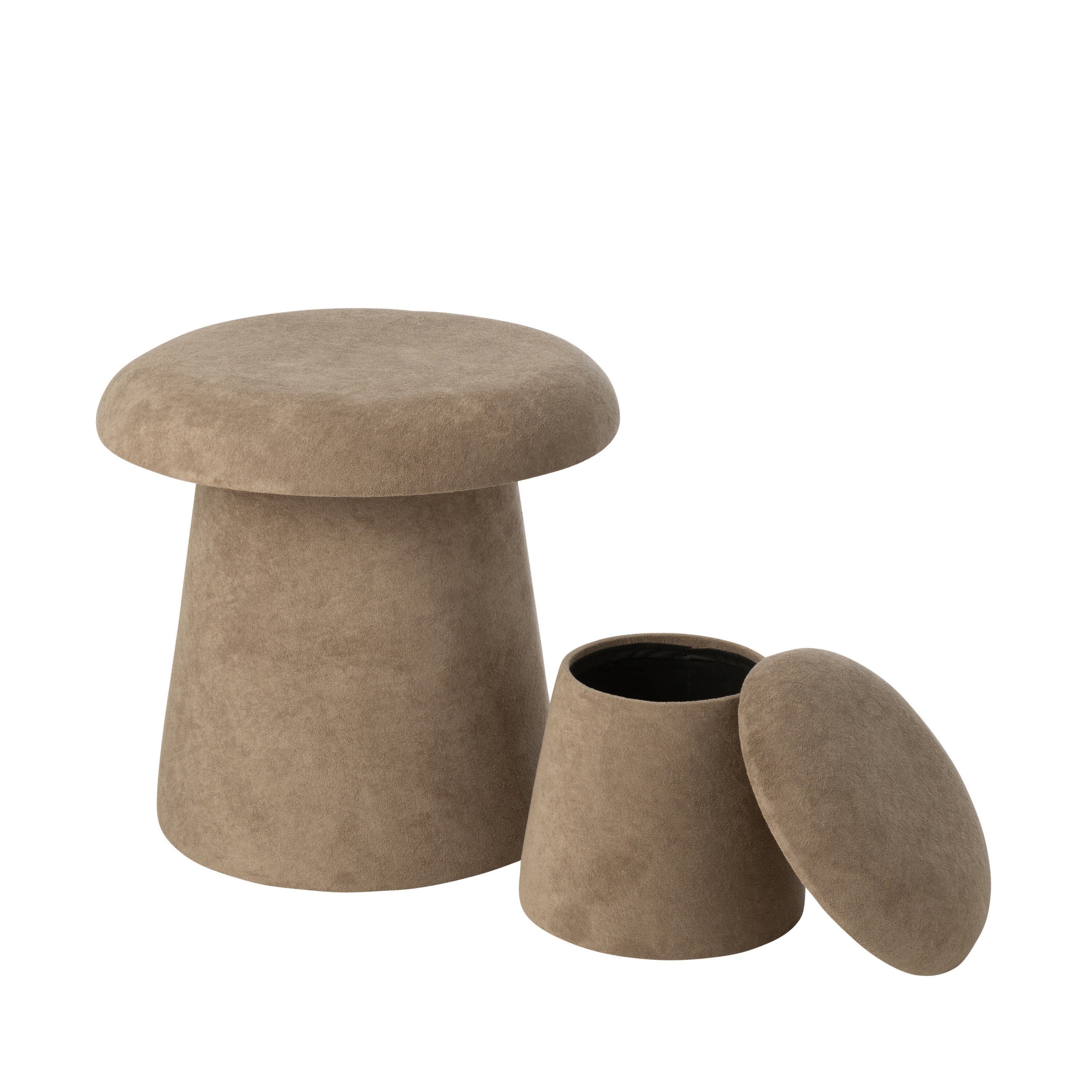 Kruk Paddenstoel Beige Set van 2 - Kruk - J-Line - livinglovely.nl
