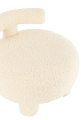 Kruk Rond Met Rugleuning Bouclé Wit - Kruk - J-Line - livinglovely.nl